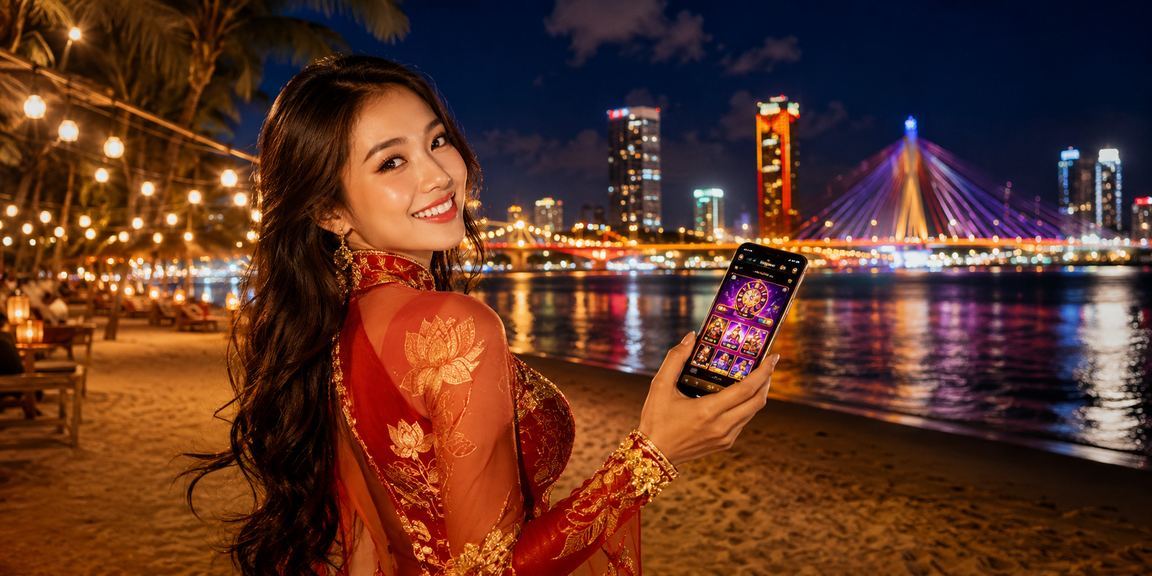 Người dùng Đà Nẵng xác minh tài khoản km888b trên điện thoại trong lễ hội